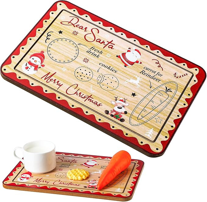 Santa Cookie Plate Dear Santa Christmas Cookies Plate Christmas Treat Santa Tray Wooden Tray Plat... | Amazon (US)