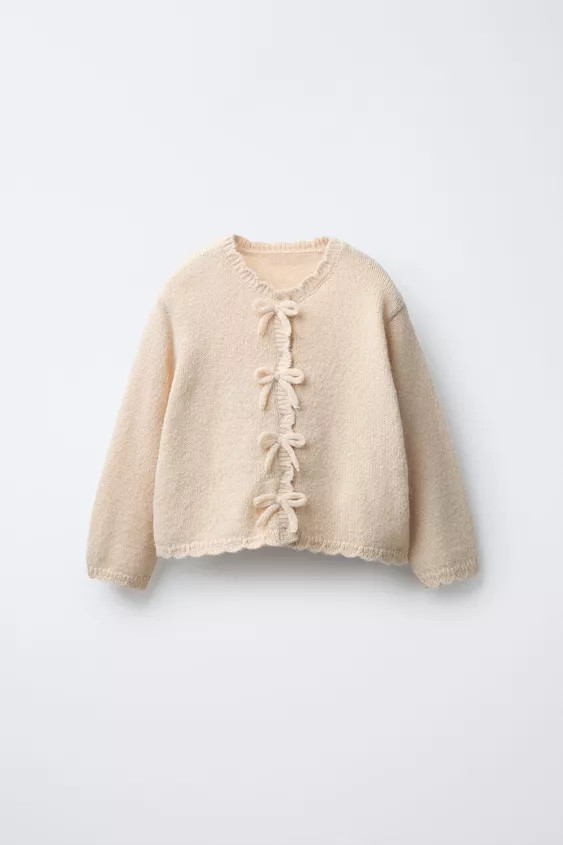 BOW DETAIL KNIT CARDIGAN | Zara UK