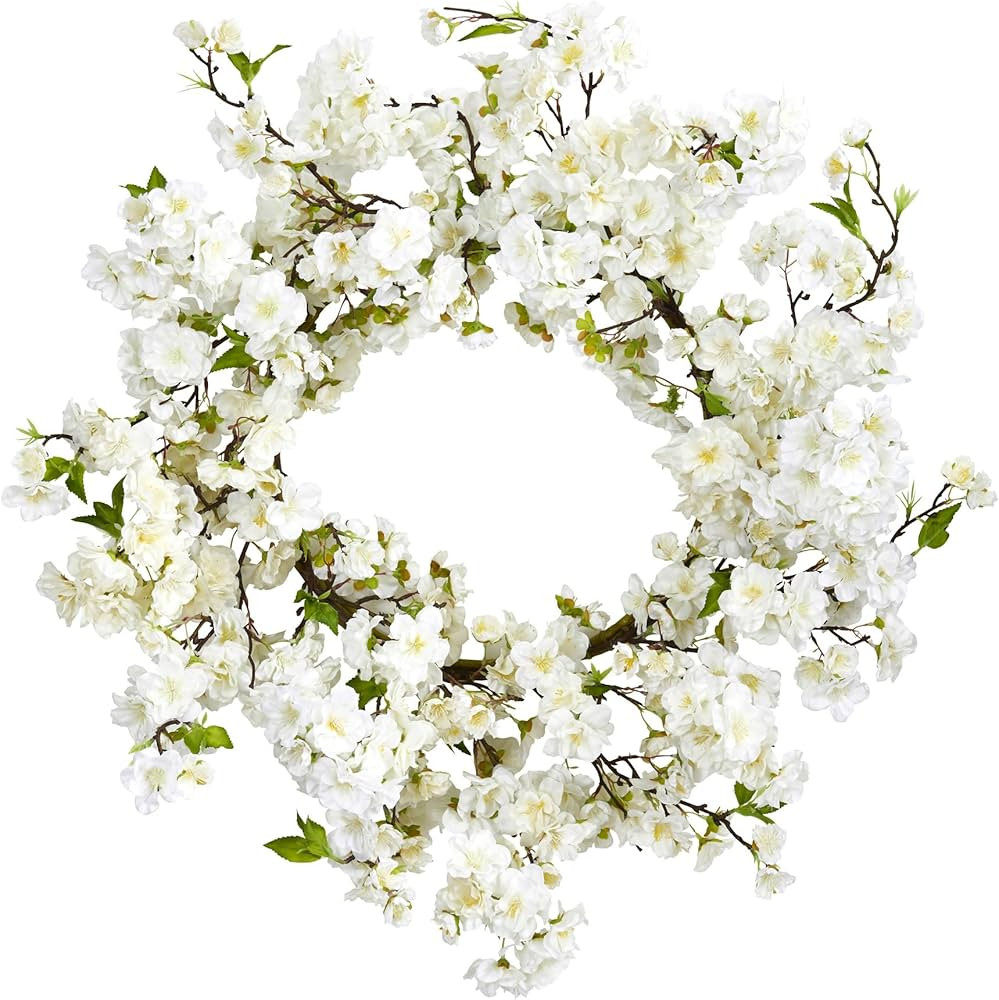 Nearly Natural 24in. Artificial Cherry Blossom Wreath | Amazon (US)