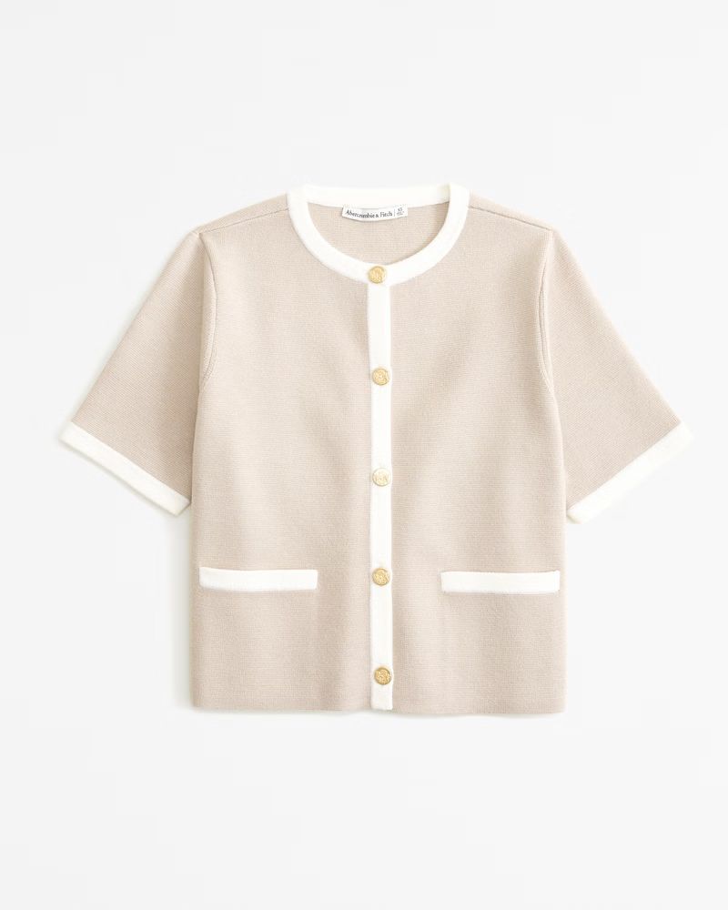 Women's LuxeLoft Short-Sleeve Cardigan | Women's New Arrivals | Abercrombie.com | Abercrombie & Fitch (US)