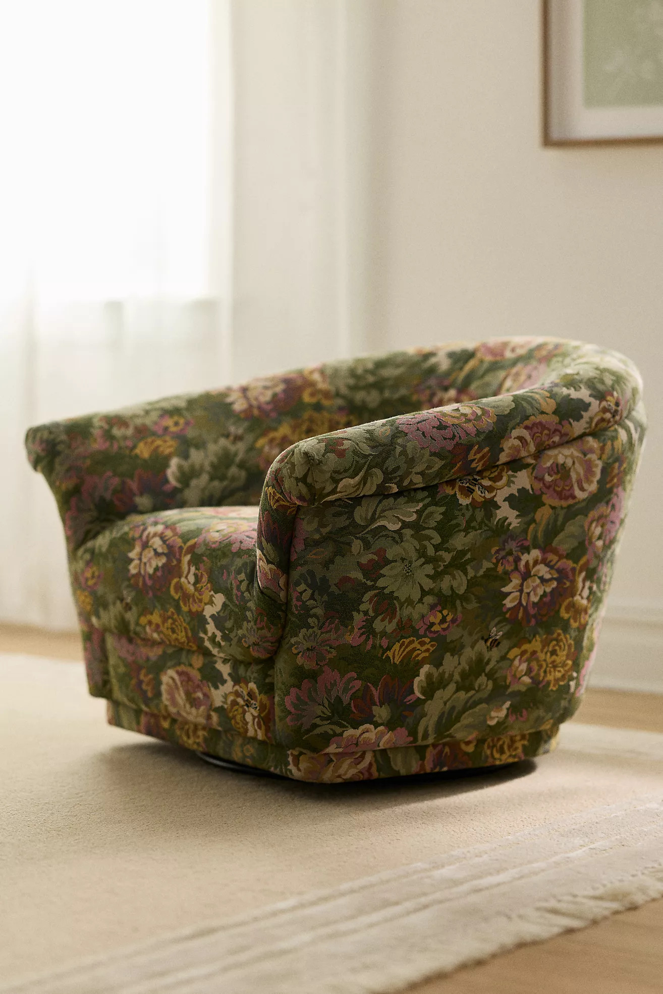 Jeane Gwendolyn Tapestry Rolled-Edge Swivel Chair | Anthropologie (US)