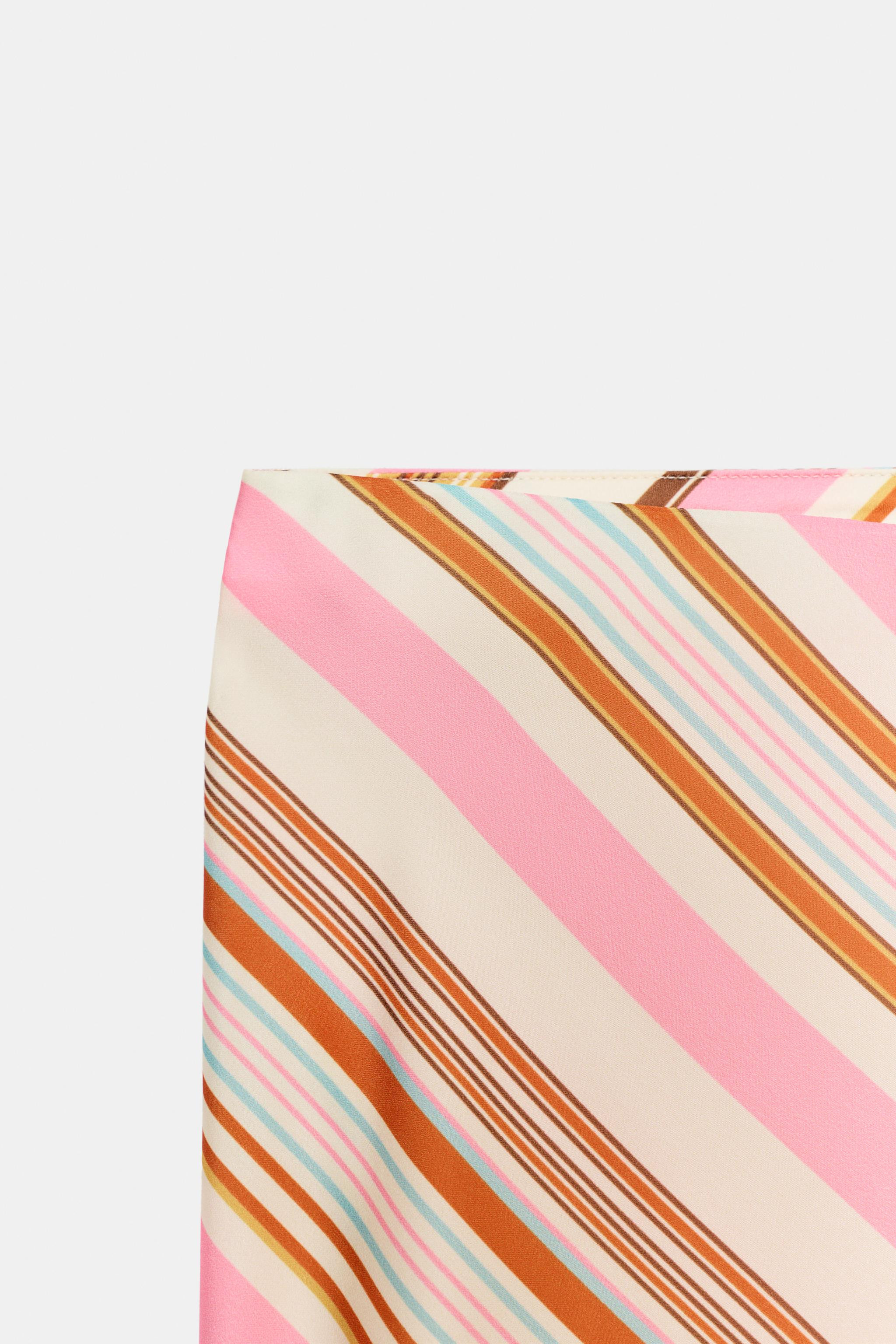 STRIPED SATIN MIDI SKIRT | Zara US