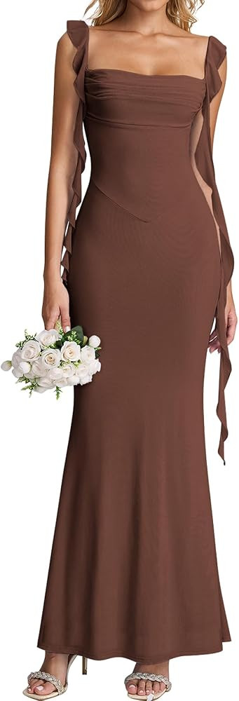 KUTUMAI Elegant Ruffle Long Maxi Formal Wedding Guest Dress for Women 2026 | Amazon (US)