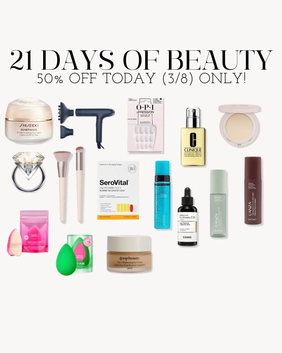 21 days of beauty - these beauty products are 50% off today only! 

#LTKSaleAlert #LTKBeauty