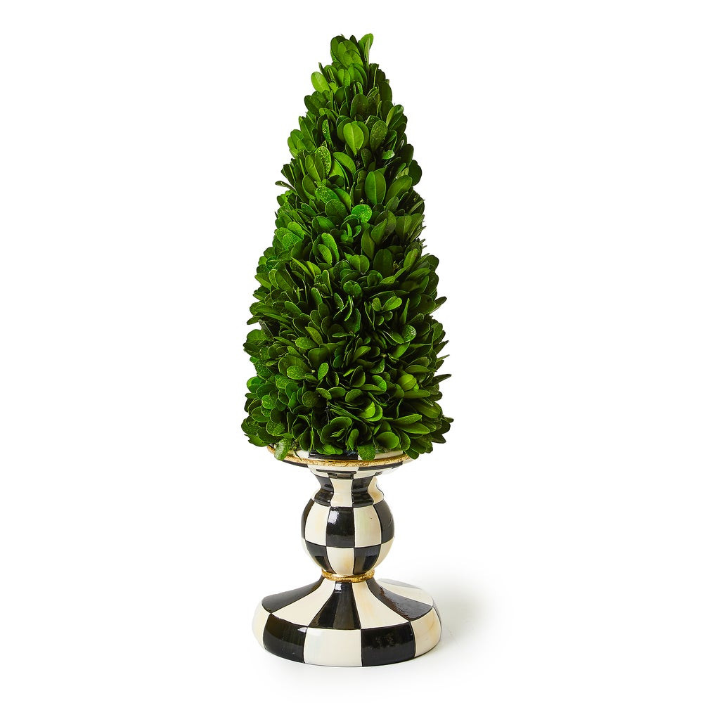 Courtly Check Small Pedestal Boxwood Tree | MacKenzie-Childs