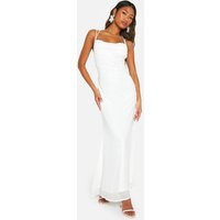 boohoo Women's Embellished Sequin Floral Cowl Maxi Dress in White | Size: 12 | Chiffon | boohoo (US & Canada)