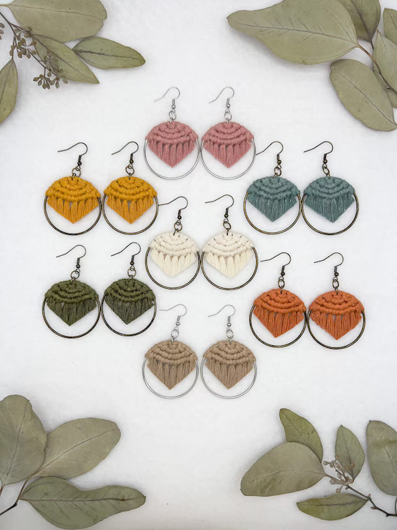 Hoop Macrame Fringe Earrings  Custom Macrame Earrings  Boho | Etsy | Etsy (US)