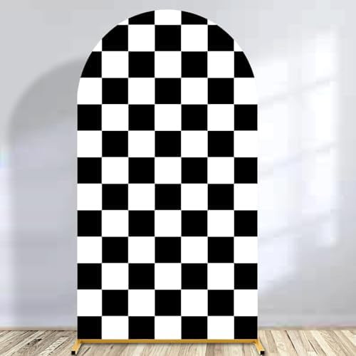 Arch Backdrop Covers Racing Checker Texture Black and White Chiara Arch Cover for Baby Shower Bir... | Amazon (US)