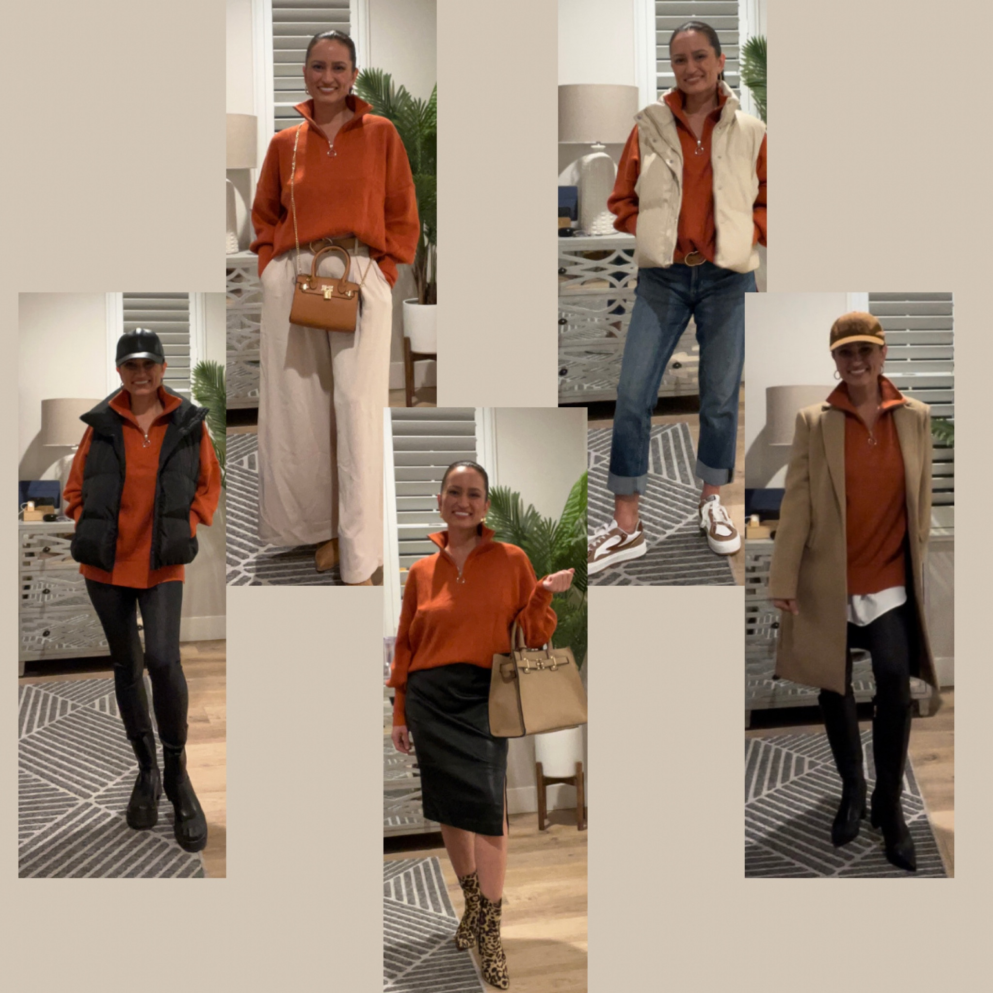 Amazon 1/4 Zip Up Collared Sweater. They come in so many different colors perfect for fall and winter. They are so soft and very comfortable! You can style it so many different ways. I want one in every color!  I am wearing the orange color in a medium. I am 125, 36C, 29 waist and 5’2”.

#LTKHoliday #LTKSeasonal #LTKstyletip
