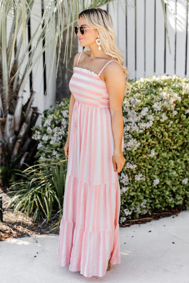 Chasing You Pink Stripe Smocked Maxi Dress | Pink Lily