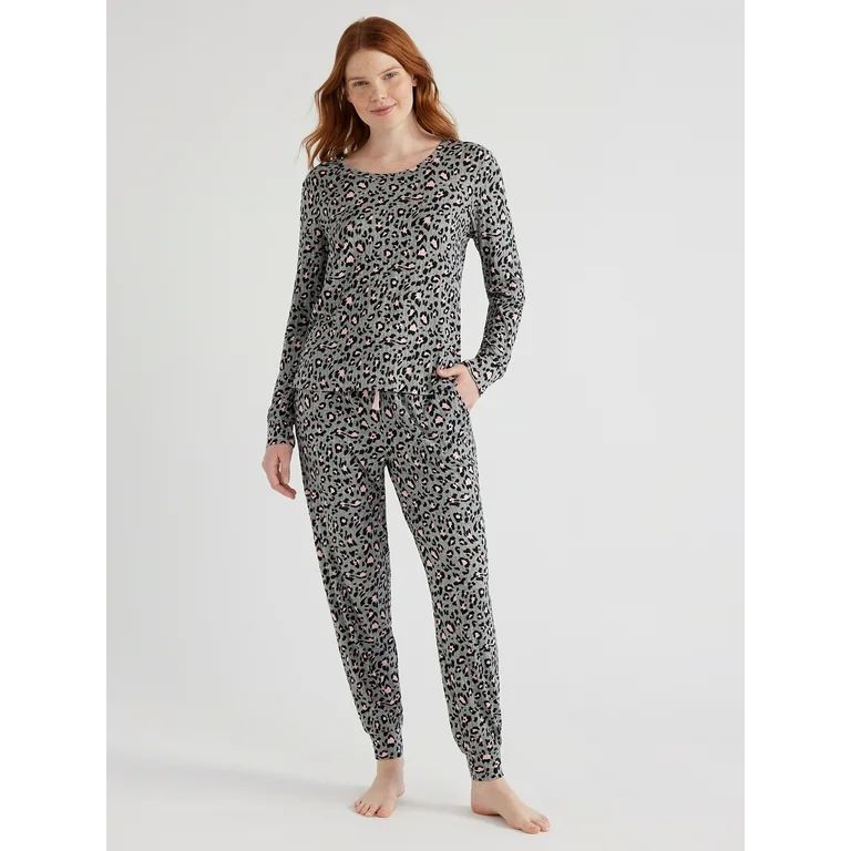 Joyspun Women’s Ribbed Top and Pants Pajama Set, Sizes S-3X | Walmart (US)
