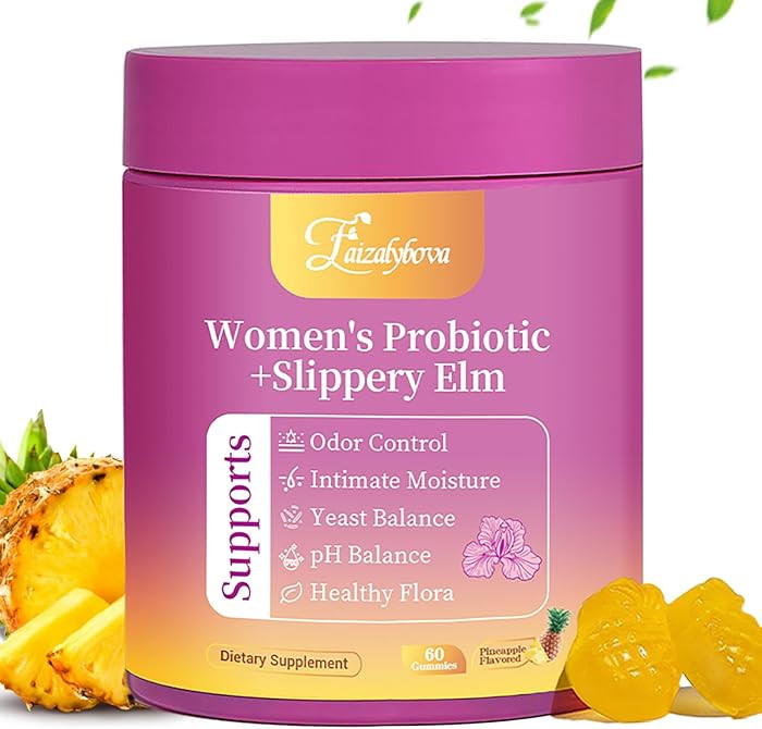 Faizalybova Her Juicy Feminine Probiotics Gummies with Slippery Elm, Tropical Pineapple Flavor | ... | Amazon (US)