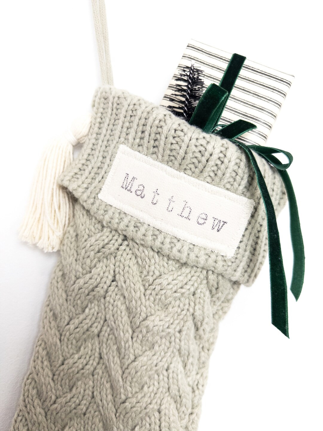 Christmas Chunky Cable Knit Stocking for Fireplace and Mantel - Etsy | Etsy (US)