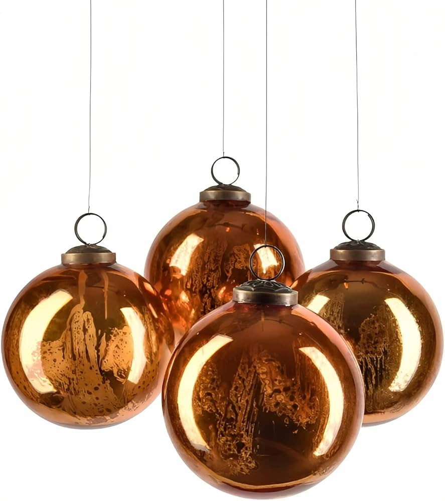 Serene Spaces Living Set of 4 Antique Copper Mercury Glass Balls, Ornaments for Holiday Décor, M... | Amazon (US)