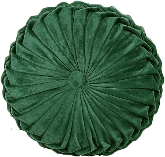 Elero Round Throw Pillow Velvet Home Decoration Pleated Round Pillow Cushion for Couch Chair Bed ... | Amazon (US)