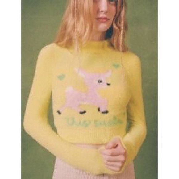 Urban outfitters yellow fuzzy sweater kawaii retro vibes | Poshmark