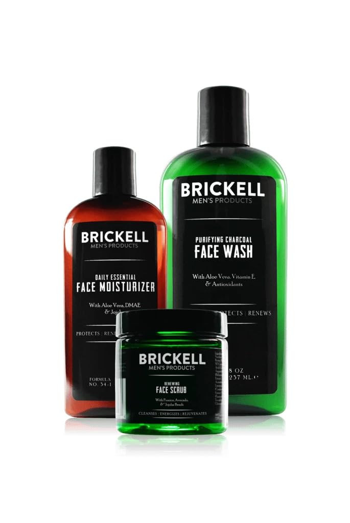 Brickell Men's Daily Advanced Face Care Routine II, Activated Charcoal Facial Cleanser, Facial Sc... | Amazon (US)