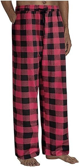 PJ Bottoms for Men 100% Cotton Buffalo Plaid Pajama Pants Casual Lounge Pants Baggy Lightweight C... | Amazon (US)