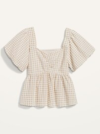 Puff-Sleeve Smocked Seersucker Babydoll Swing Blouse for Women | Old Navy (US)