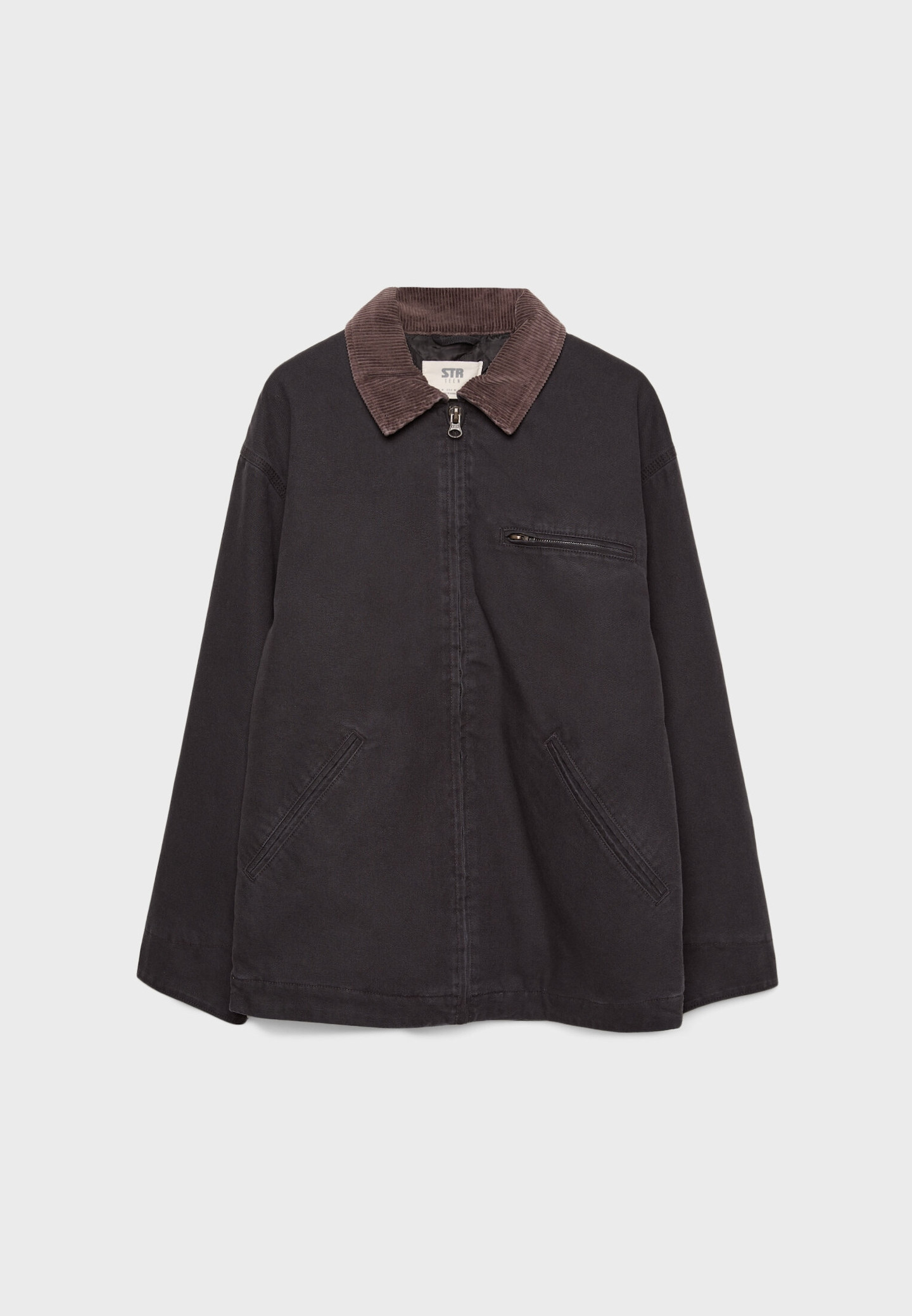 Jacket with pockets and a contrast collar - Women's Jackets | Stradivarius United Kingdom | Stradivarius (UK)