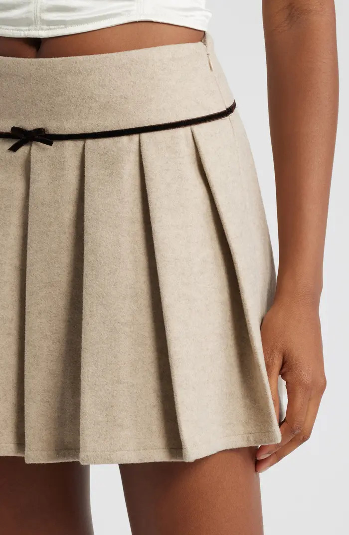 Bow Detail Pleated Miniskirt | Nordstrom