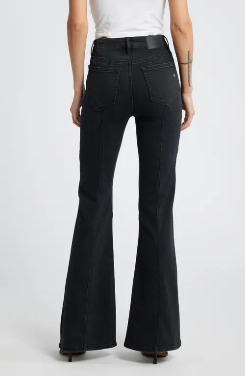 HIDDEN JEANS Seamed High Waist Flare Jeans in Charcoal at Nordstrom, Size 25 | Nordstrom