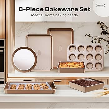 Baking Pans Set 8-Piece Bakeware Sets, Baking Sets for Cooking Nonstick Oven Pan Set, Baking Shee... | Amazon (US)