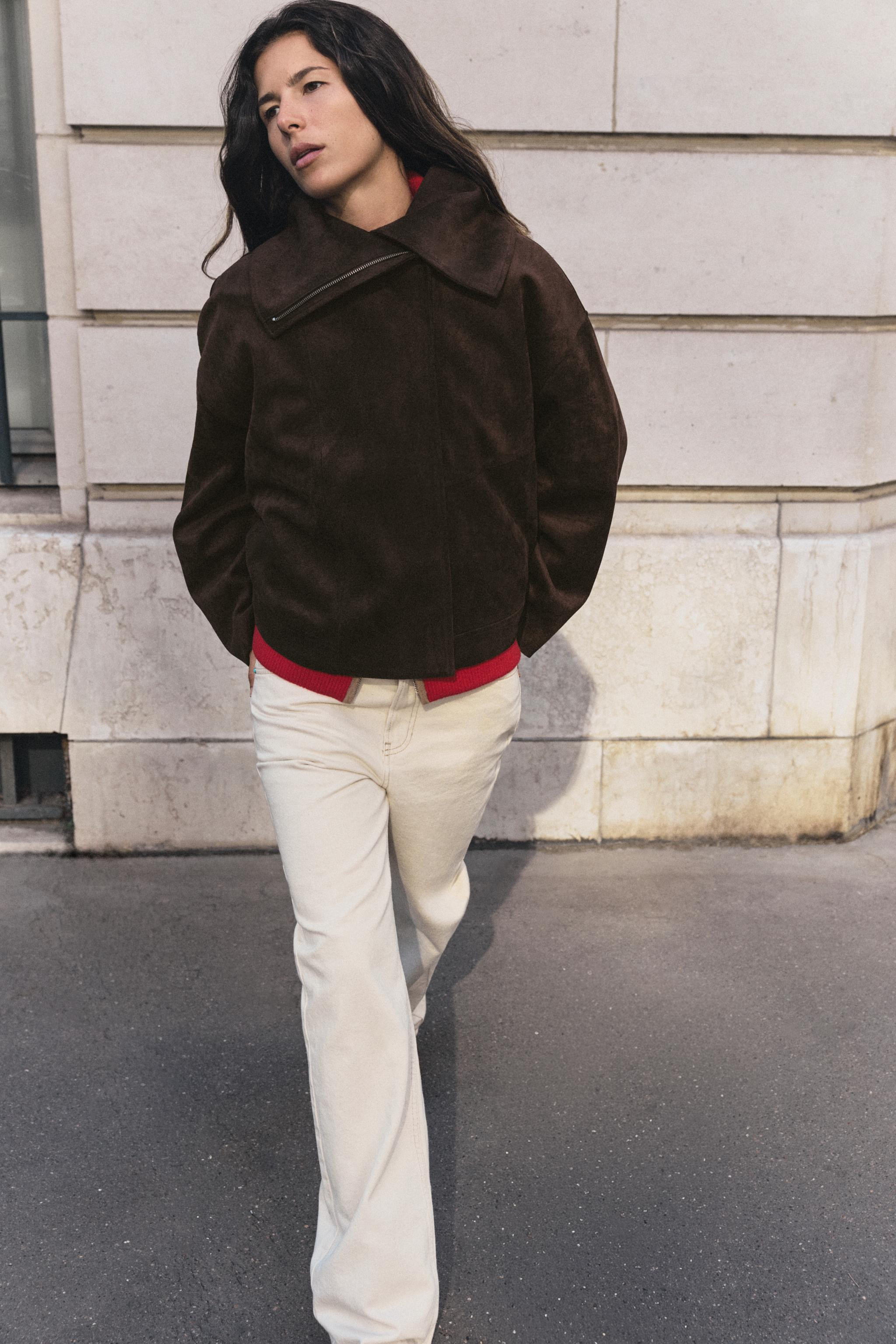 BOMBER JACKET WITH WIDE COLLAR | Zara UK
