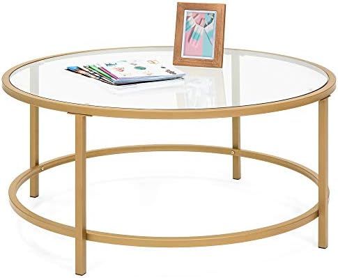 Best Choice Products 36in Modern Round Tempered Glass Accent Side Coffee Table for Living Room, D... | Amazon (US)