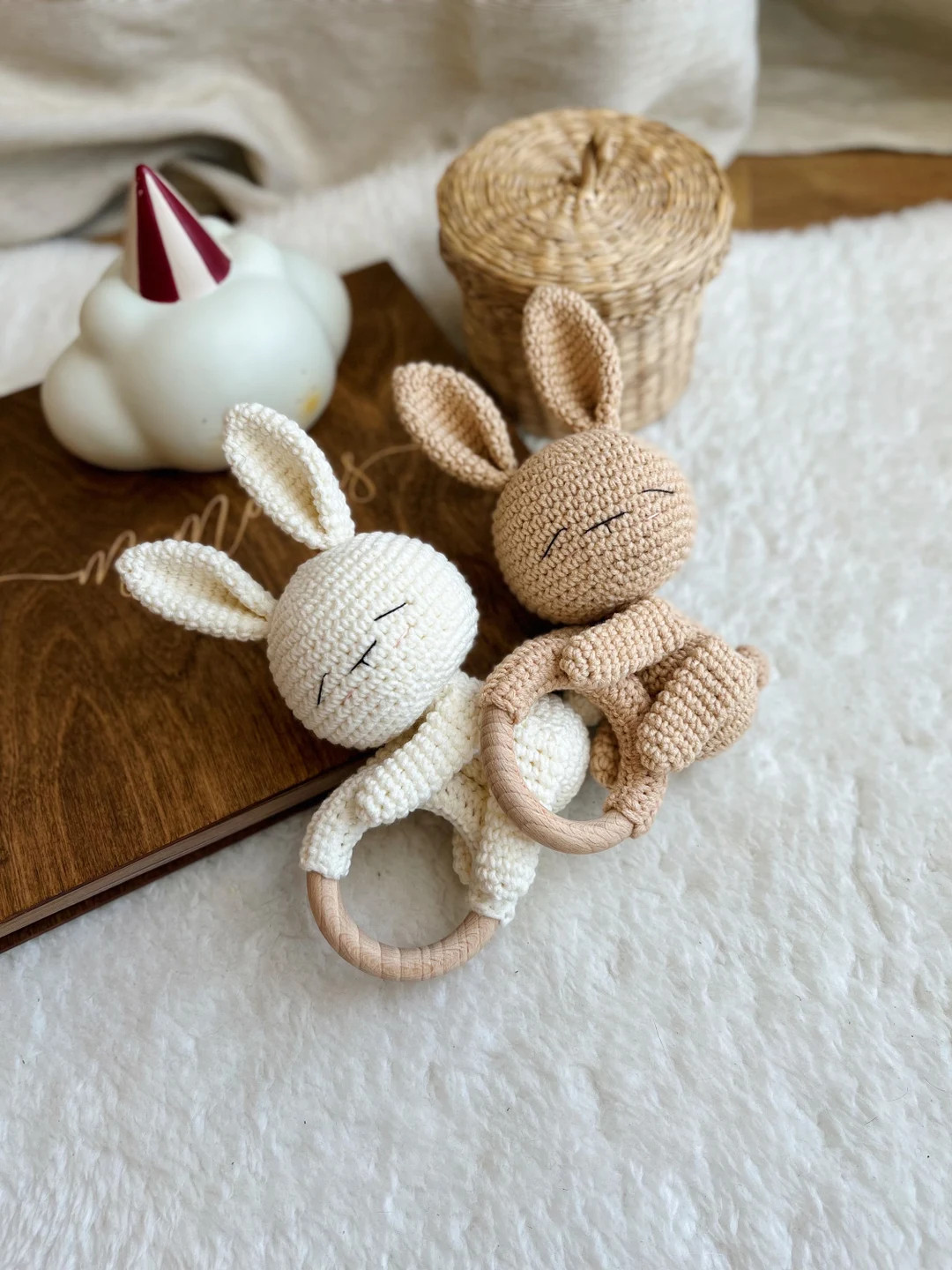 Crochet Rattle, Cute Bunny Rattle, Baby Shower Gift, Christening Gift, Bunny Toy, Toy in neutral ... | Etsy (US)
