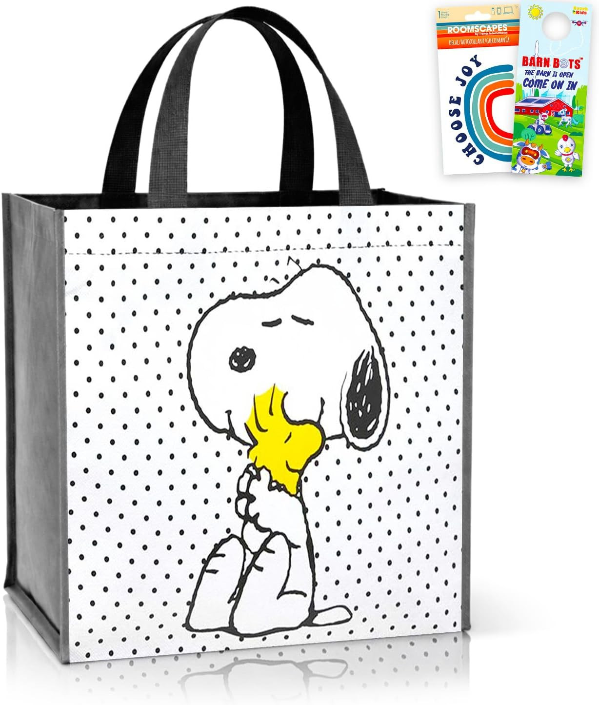 Snoopy Tote Bag Set - Bundle with 12x3x10" Peanuts Tote Bag Plus Decals, More | Snoopy Reusable Bag for Gifts Groceries | Amazon (US)