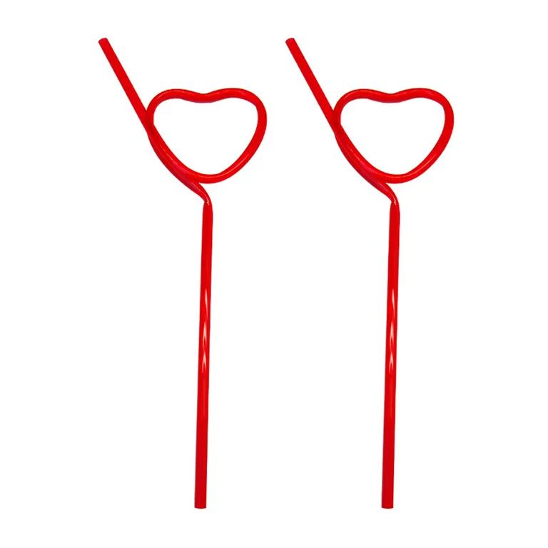 4Pcs Heart Shaped Straws Pretty Drinking Straws Valentine Party Drinking Straws | Walmart (US)