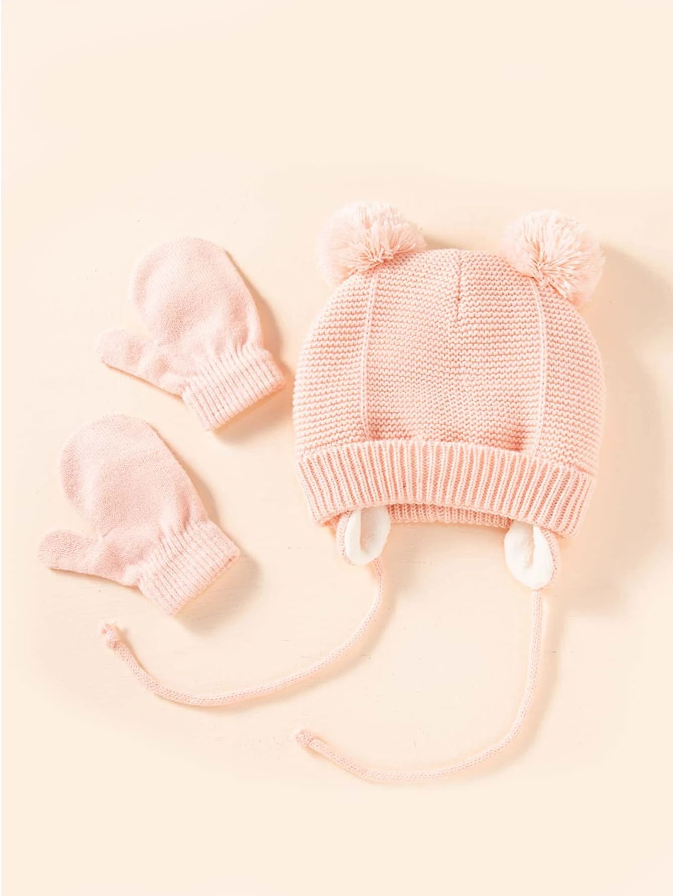 Toddler Girls Solid Knitted Hat & Gloves | SHEIN