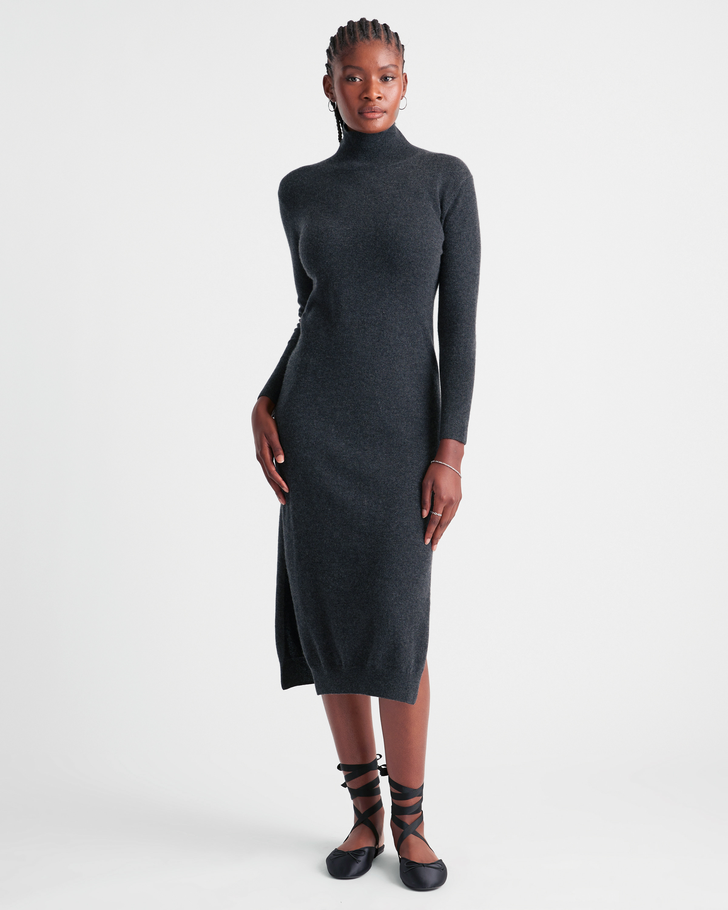 Mongolian Cashmere Turtleneck Midi Sweater Dress | Quince
