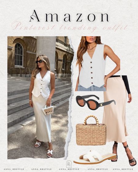 Summer outfit, satin skirt, straw bag, summer sandals, amazon fashion finds 

#LTKFindsUnder50 #LTKFindsUnder100
