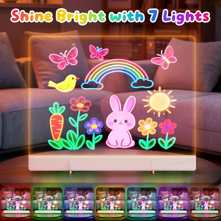 16" LumiBoard LED Drawing Board for Kids - 7 Colors & 10 Modes Rechargeable Acrylic LED Note Boar... | Amazon (US)