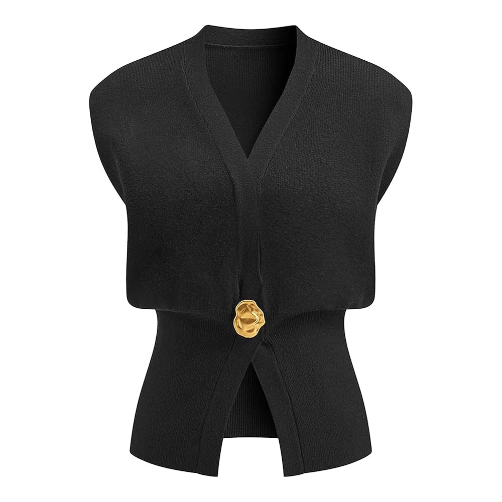 Womens Sleeveless Sweater Vest Deep V Neck Button Down Waist Cinched Knit Trendy Solid Pullover T... | Amazon (US)