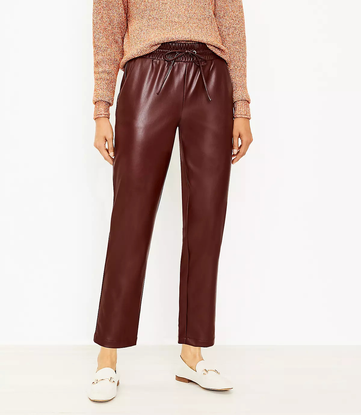 Pull On Slim Pants in Faux Leather | LOFT