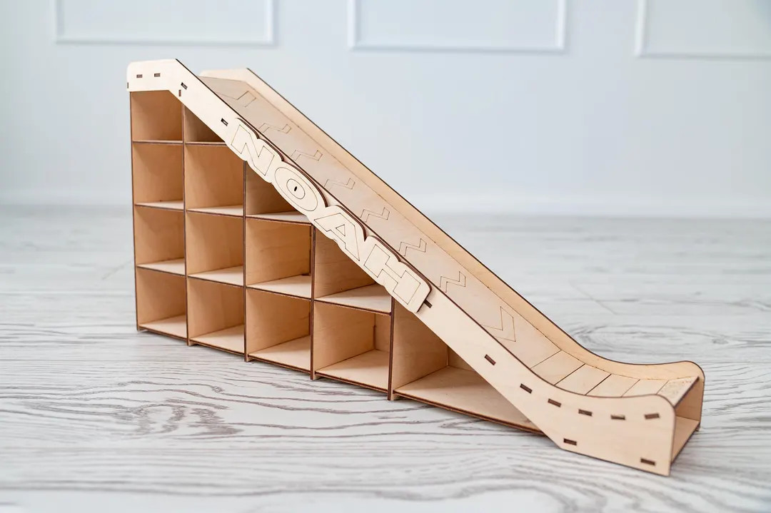 Wooden Car Racetrack Ramp JUMP Trampoline and Auto Garage Personalised Boy Birthday Gift - Etsy | Etsy (US)