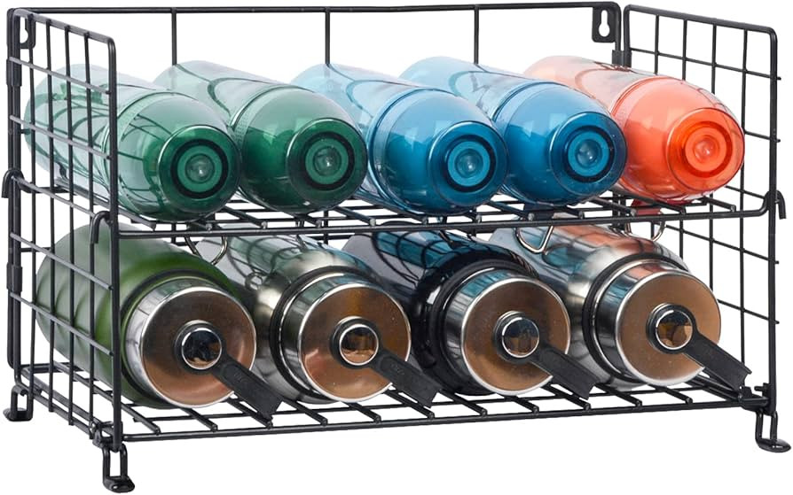Amazon.com: X-cosrack Adjustable Water Bottle Organizer,2-Tier Extended Wall-Mounted Water Bottle... | Amazon (US)