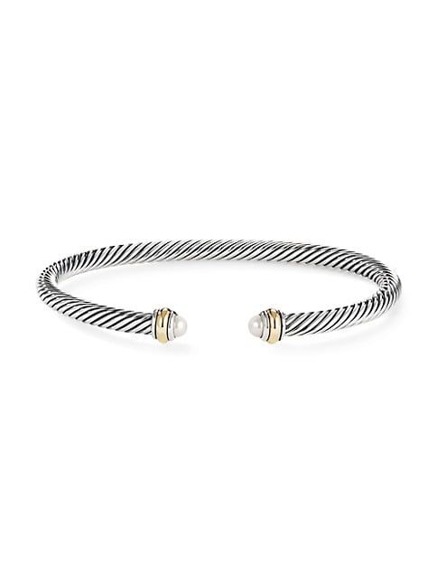 Cable Classic Bracelet with Pearl & 18K Yellow Gold | Saks Fifth Avenue