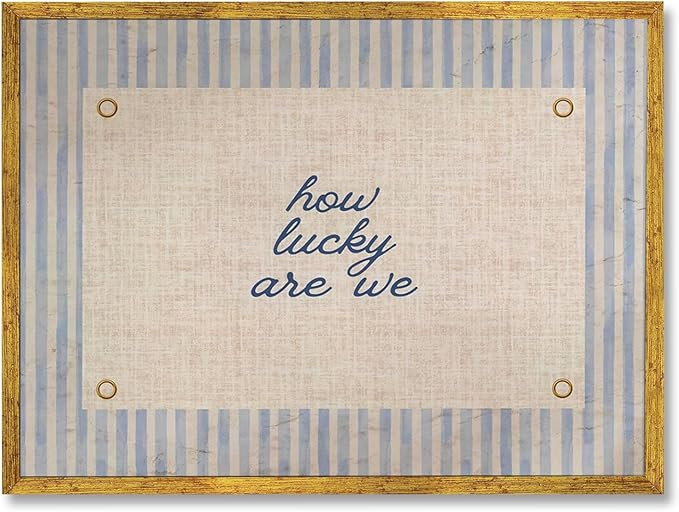 EQUEEN Golden Frame Blue Positive Wall Art How Lucky Are We Poster Trendy Aesthetic Home Wall Dec... | Amazon (US)