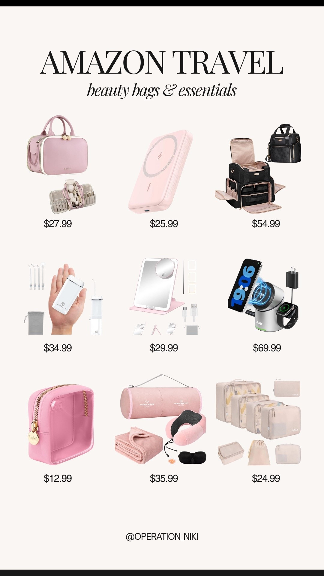 Snagging my fave travel finds — organizers, chargers, beauty must-haves, and all the little things that make packing feel effortless and cute. ✈️💗 Perfect for holiday trips, weekend getaways, or keeping your suitcase as aesthetic as your feed. 

Follow for more @OPERATION_NIKI on IG, TikTok, & Facebook 💛 

#AmazonTravel #TravelEssentials #TravelMustHaves #AmazonFinds #TravelSale #PackWithMe #CozyAesthetic #GiftGuide #AestheticEssentials #TravelGirl #AmazonFavorites #HolidayTravel #PinkAesthetic #TravelOrganization

#LTKFindsUnder100 #LTKGiftGuide #LTKFindsUnder50