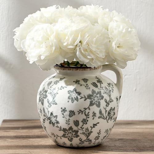 5.39 Inch Vintage Gray Chinoiserie Floral Vase, Antique Rustic Ceramic Vase for Home Decor, Livin... | Amazon (CA)
