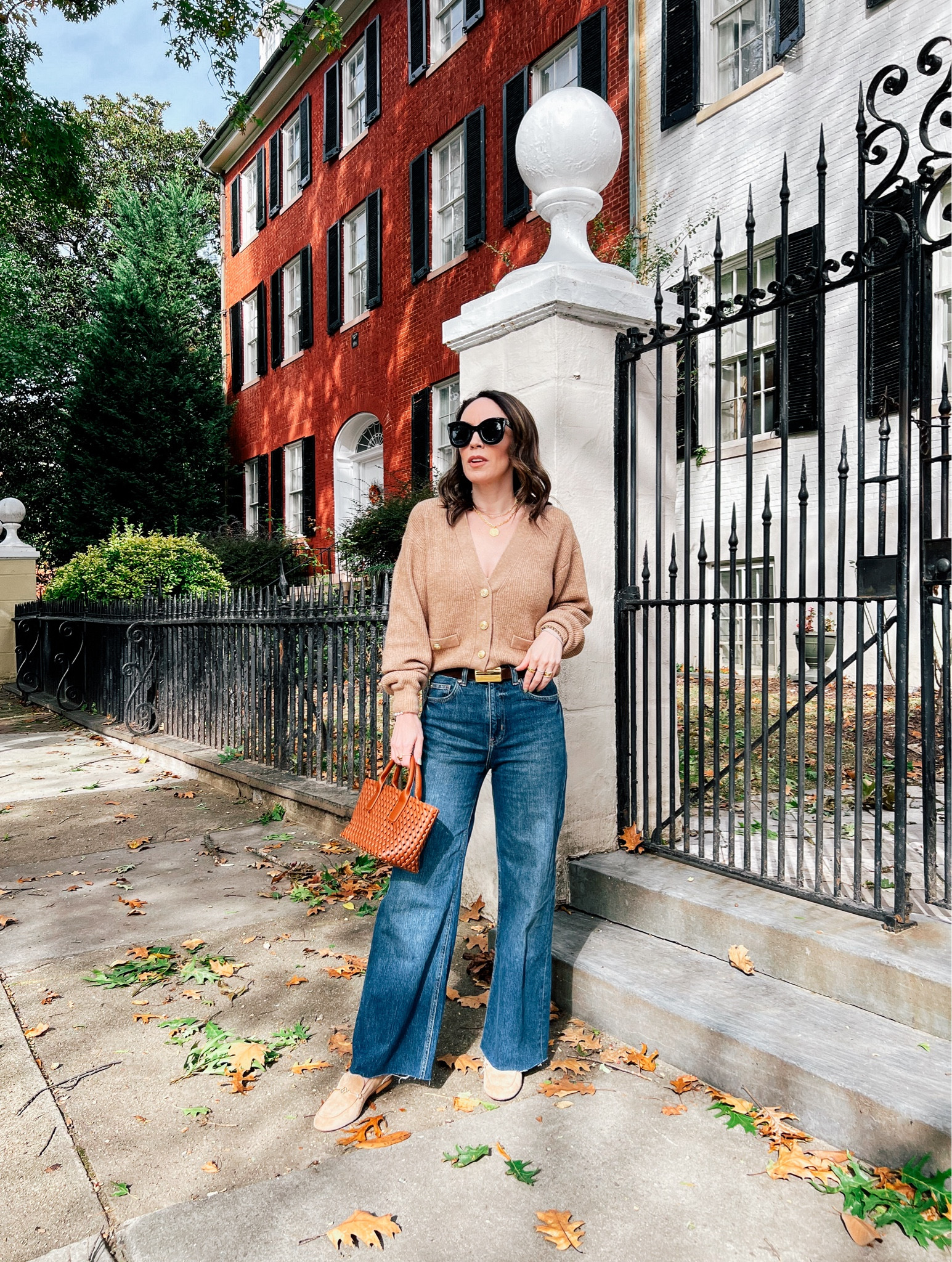 Cardigan, wide leg jeans and loafers 

#LTKOver40