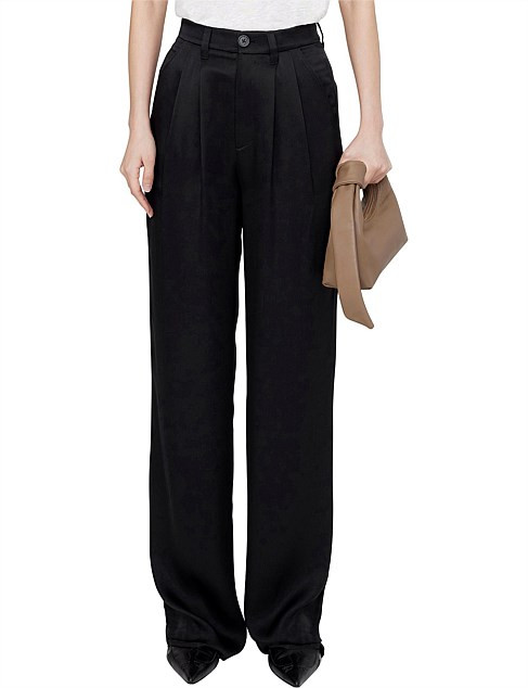 CARRIE TAILORED PANT BLACK SILK | David Jones (Australia & New Zealand)
