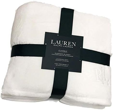 Lauren Ralph Classic Micromink Full/Queen Blanket Hollywood Cream Ivory | Amazon (US)
