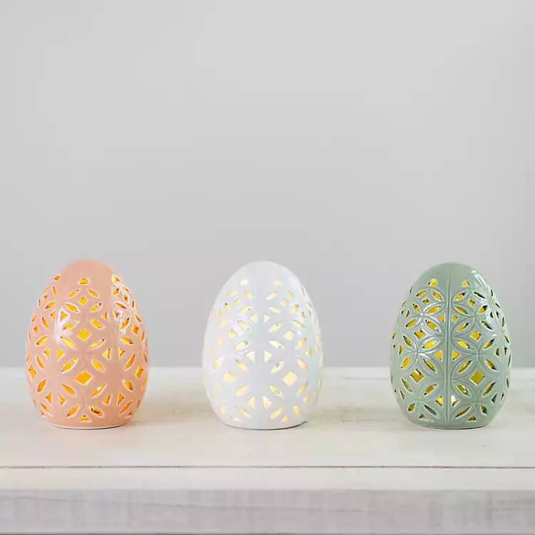 Pastel Pre-Lit Easter Egg Figurines, Set of 3 | Kirkland's Home