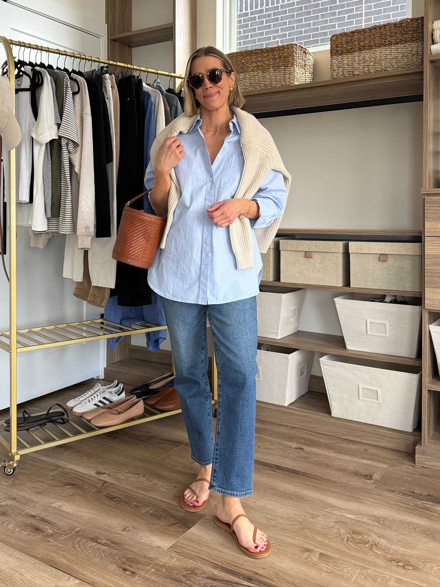 Wearing 26 jeans, XS button-up, small cardigan, sandals tts

#LTKFindsUnder100 #LTKStyleTip #LTKFindsUnder50