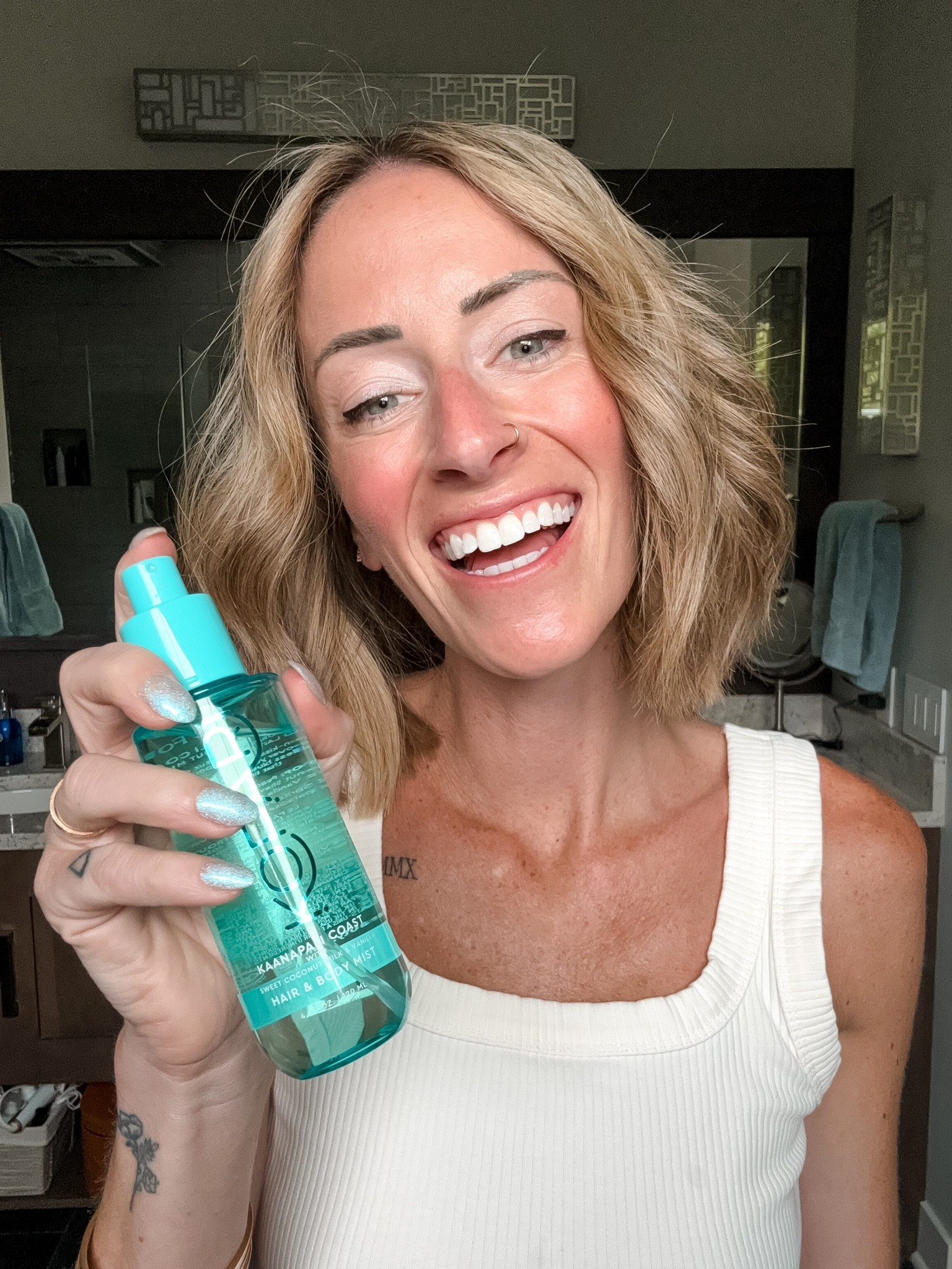 Save at kopari with code 15JENNA on the viral hair and body mist! Get that paradise vibe in a fragrance! 